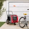 Pet Bike Trailer Red and Gray Oxford Fabric and Iron