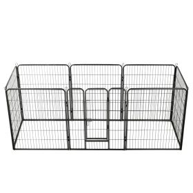 Dog Playpen 8 Panels Steel 31.5"x39.4" Black