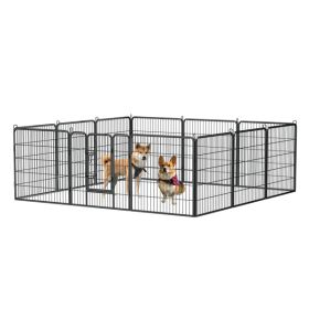 32" Outdoor Fence Heavy Duty Dog Pens 12 Panels Temporary Pet Playpen with Doors