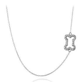 Sterling Silver Diamond Accent Dog Bone Chain Necklace