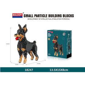 Cartoon Dog Building Blocks Mini Dachshund Poodle Doberman Model Children's Toy Gift Dog Pet Building Blocks (Color: 18247, size: With box)