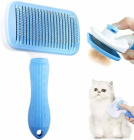 Dog Hair Remover Comb Cat Dog Hair Grooming And Care Brush For Long (Color: Pink)