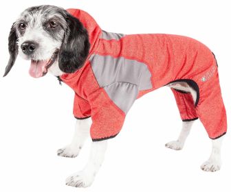 Pet Life Active 'Fur-Breeze' Heathered Performance 4-Way Stretch Two-Toned Full Bodied Hoodie (Color: Red, size: medium)