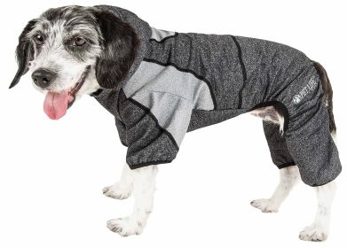 Pet Life Active 'Fur-Breeze' Heathered Performance 4-Way Stretch Two-Toned Full Bodied Hoodie (Color: Black, size: X-Large)