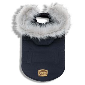 Touchdog 'Eskimo-Swag' Duck-Down Parka Dog Coat (Color: Navy, size: small)